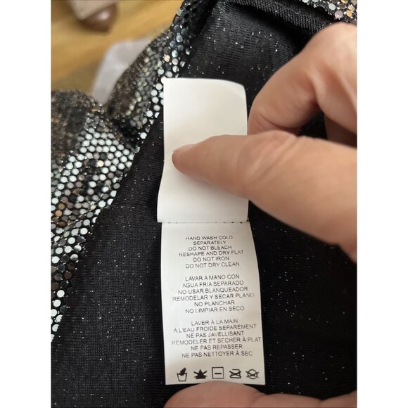 Vtg Y2K BEBE Sequin Silver Dress Cowl Neck Strappy Midi Stretch Sz XL NYE Party - Picture 6 of 6